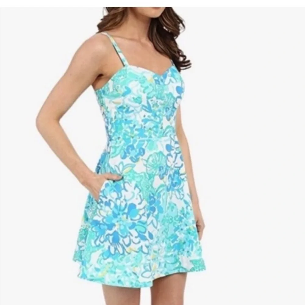 Lilly Pulitzer Floral Blue and Green mini dress size 2 - Picture 2 of 8